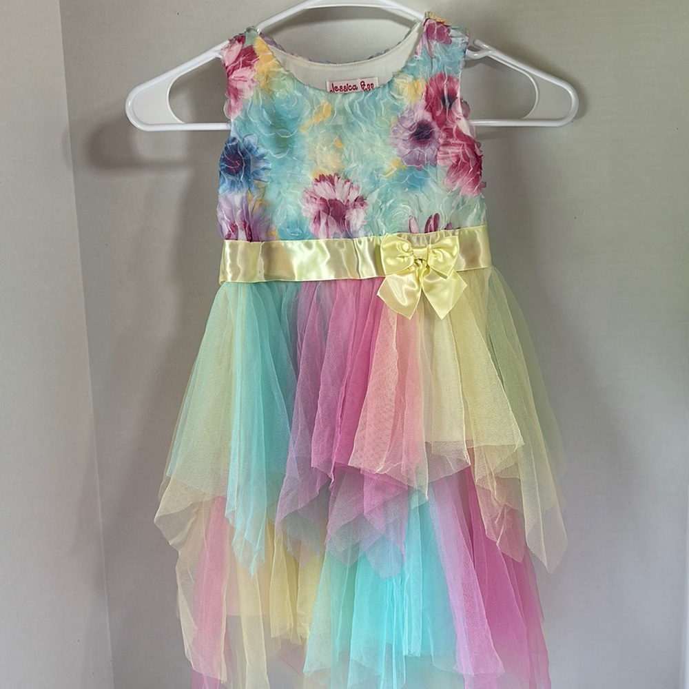 Jessica Ann floral pastel tulle sleeveless dress size 5